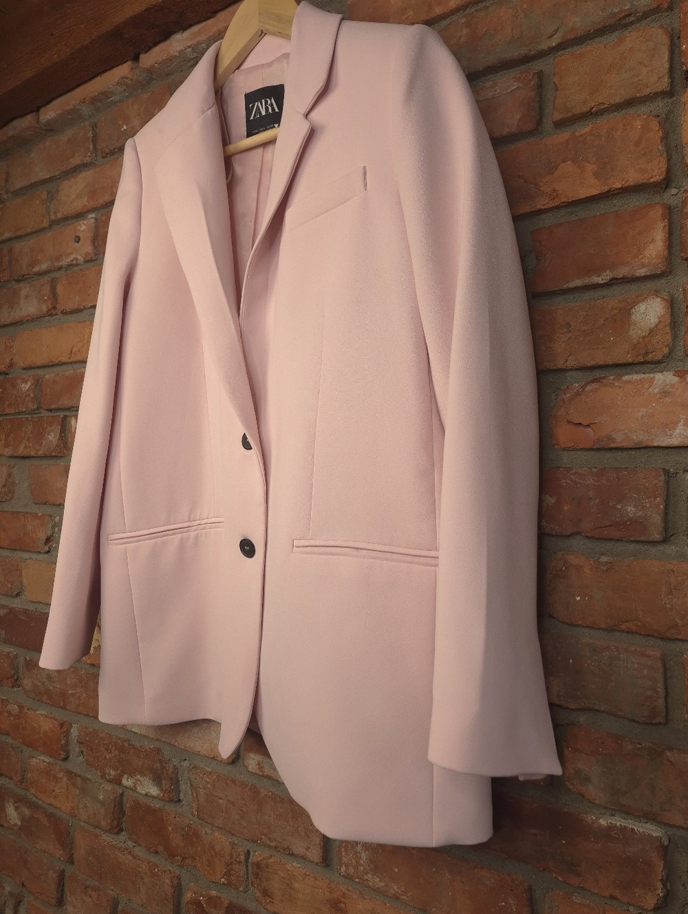 Zara Blush Pink Structured Blazer Small Tailored Minimal Chic - Picture 3 of 7